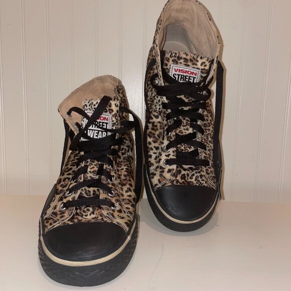 Vision Street Wear Vintage Leopard Print Canvas Hightops Size 9.5 - Picture 13 of 13